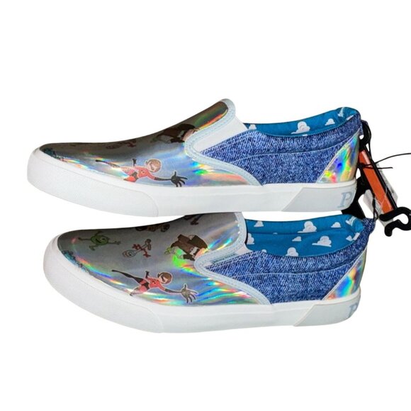 Disney/Pixar Womens Irredescent Silver Slip On Sneakers-Size 10-NWT - Picture 8 of 10